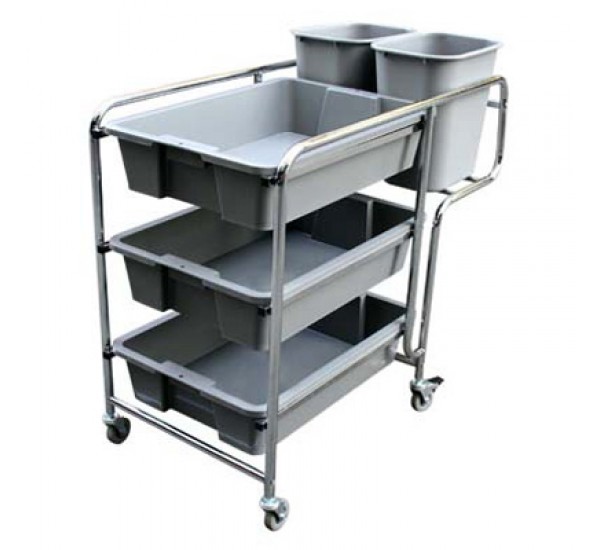 Chrome-Plated Steel Clearing Trolley with Bucket